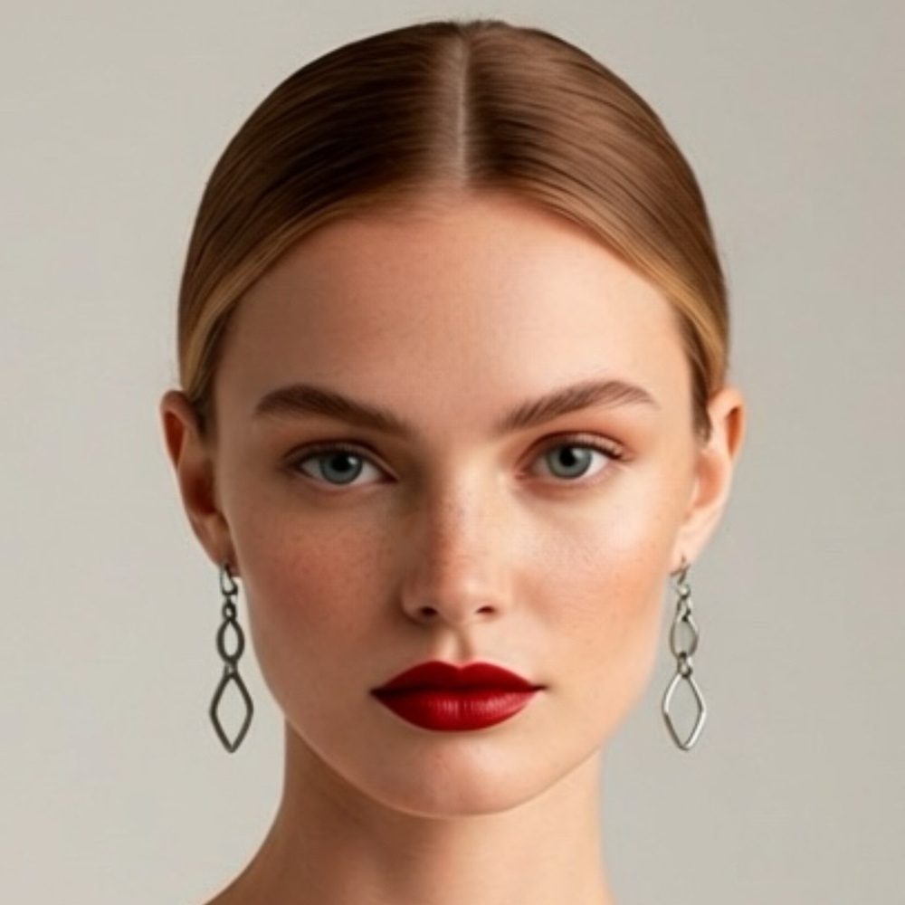 Cookie Lee NWOT 3 Link Dangle Chain Earrings in Hematite